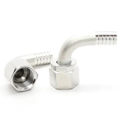 7191: 1/2" Swivel Nut to 1/2" Barb Elbow 90 Degree SS
