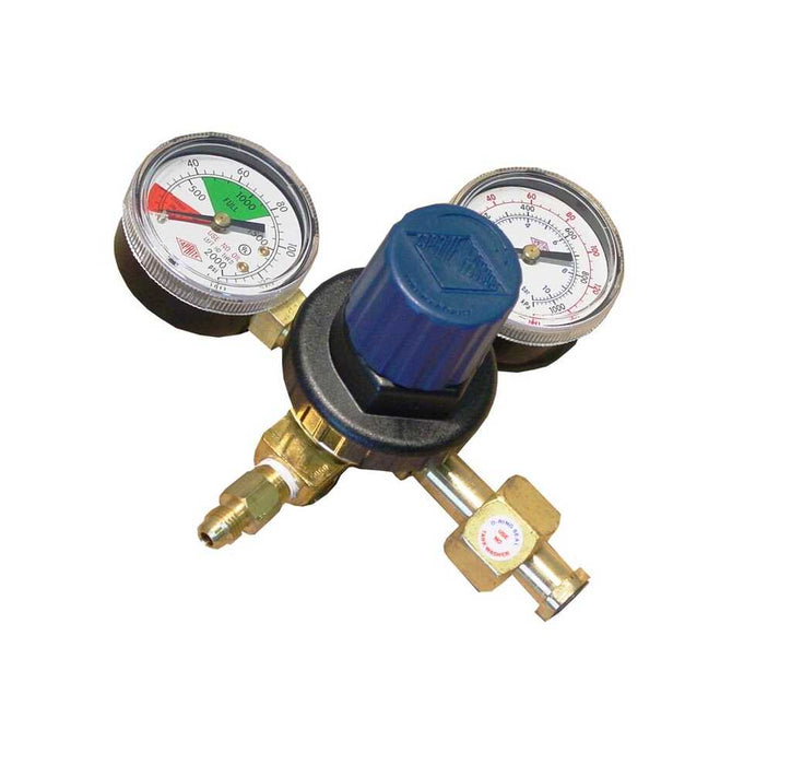 T5741PMHPB: Primary Regulator 1P (Pressure) X 1P (Product), 160lb & 2000lb gauge, ¼ flare with check valve, blue cap