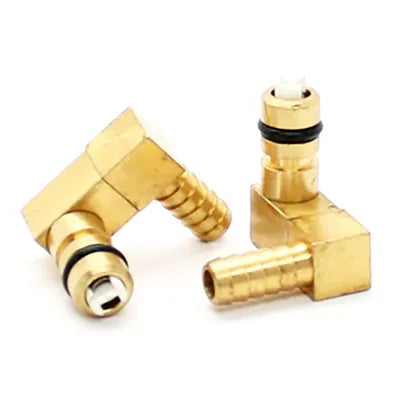 1523-000: CO2 Fitting 1/4" Barb Brass Offset Elbow Left