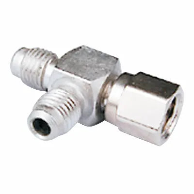 7070: 1/4 MFL Tee with 1/4 Side Swivel Nut, Stainless Steel
