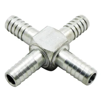 7081: 1/2 Barb Cross, Stainless Steel