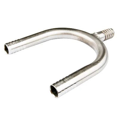7143: 3/8 Barb U-Bend Manifold with 1/2 Barb, Stainless Steel