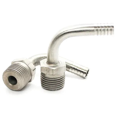 7188: 3/4 MPT x 3/8 Barb Elbow, Stainless Steel
