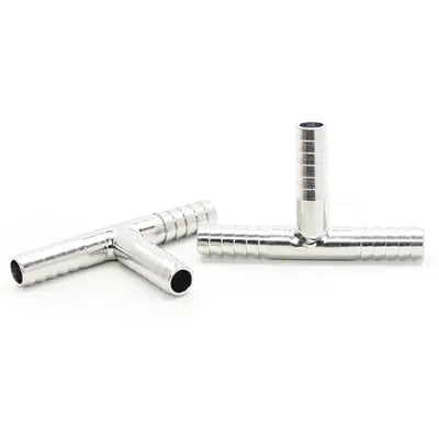 7008: 1/4 x 3/8 x 3/8 Barb Tee, Stainless Steel