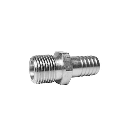 3297SS: 3/8 MPT x 1/2 Barb Adapter, Stainless Steel