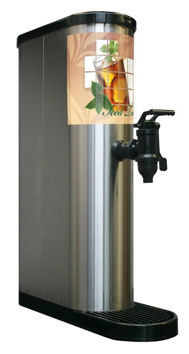 925-0002-200: 1 Valve, Flow Control, Pump Driven, Oval Tea Urn w/Drip Tray, Small Graphics