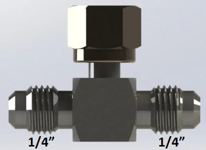 7055: 1/4 MFL Tee with 1/4 FFL Swivel Nut