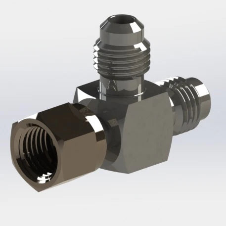 7070: 1/4 MFL Tee with 1/4 Side Swivel Nut, Stainless Steel