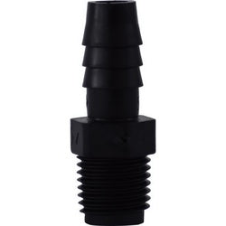 33017B: 1/2 Hose Barb x 1/2 Male Pipe Black Poly Adapter