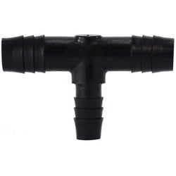 33424B: 1/4 x 1/2 Black Hose Barded Poly Reducing Tee