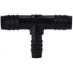 33423B: 3/8 x 1/4 Black Hose Barbed Poly Reducing Tee