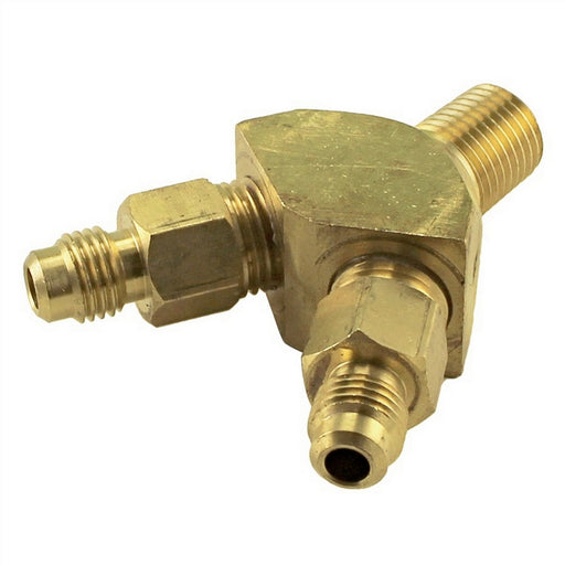 5460A: Brass Y Splitter - 1/4" Male NPT X 1/4" MFL
