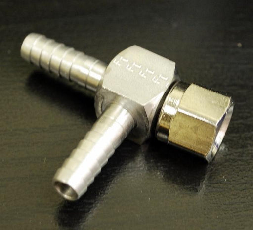 barb tee side swivel nut stainless steel