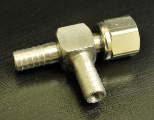 barb tee side swivel nut stainless steel