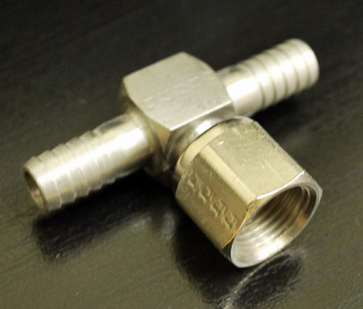 barb tee swivel nut stainless steel
