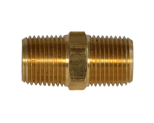 28214L : Brass 1/2 MPT Hex Pipe Nipple,E216P-8