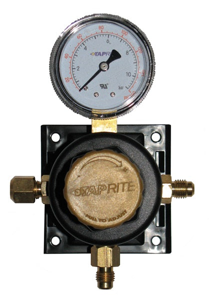 T5261SN-160 Secondary Regulator 1P X 1P, 160lb, ¼ flare inlet/thru with cap, ¼ flare with check valve, with plastic glide bracket, gold cap