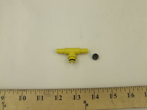 1/4 Barb Tee Yellow with Check Valve
